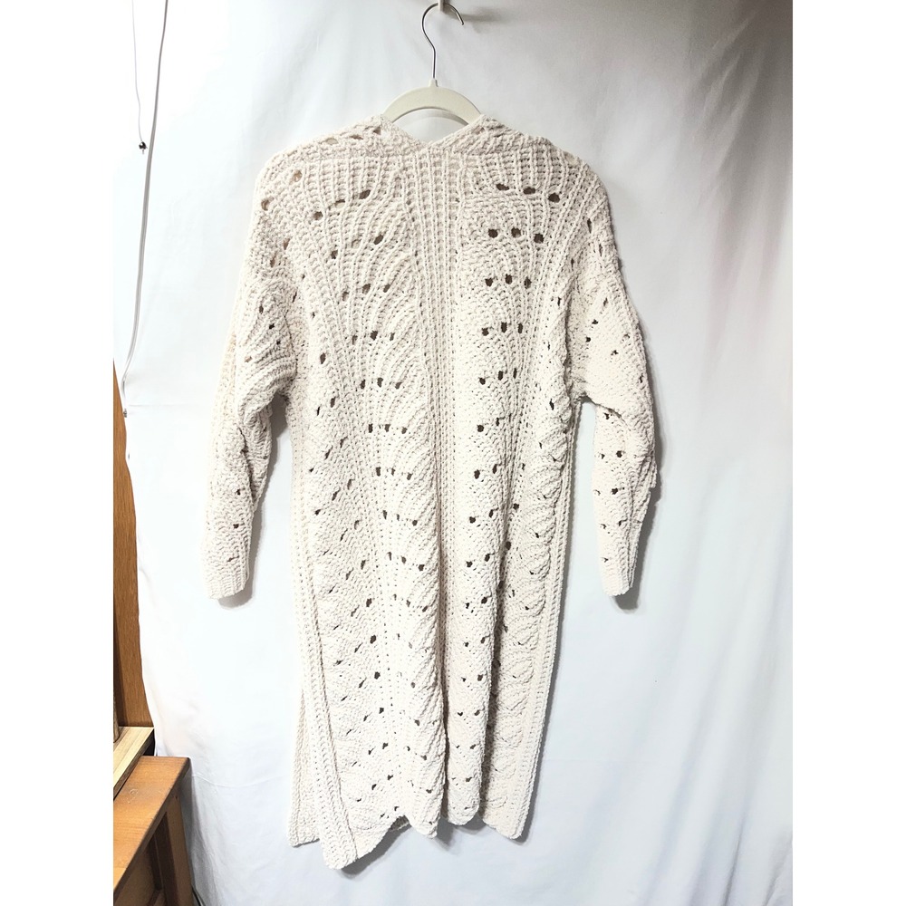Moon & Madison Womens Cream Chenille Knit Open Front Duster Cardigan Sweater‎ M - Picture 3 of 3